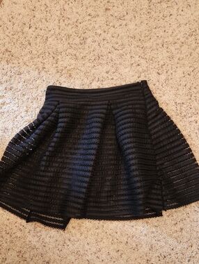 Express Black Circle Skirt with Eyelet Stripe Detail
